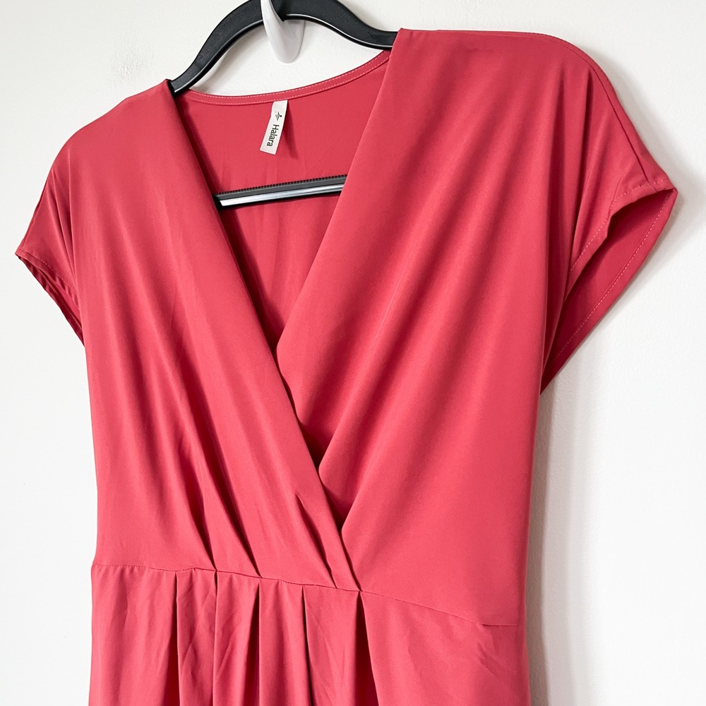 NEW Breezeful V-Neck Short Sleeve Pocket Tie Quick Dry Midi Dress Pink Mediium - Picture 6 of 16